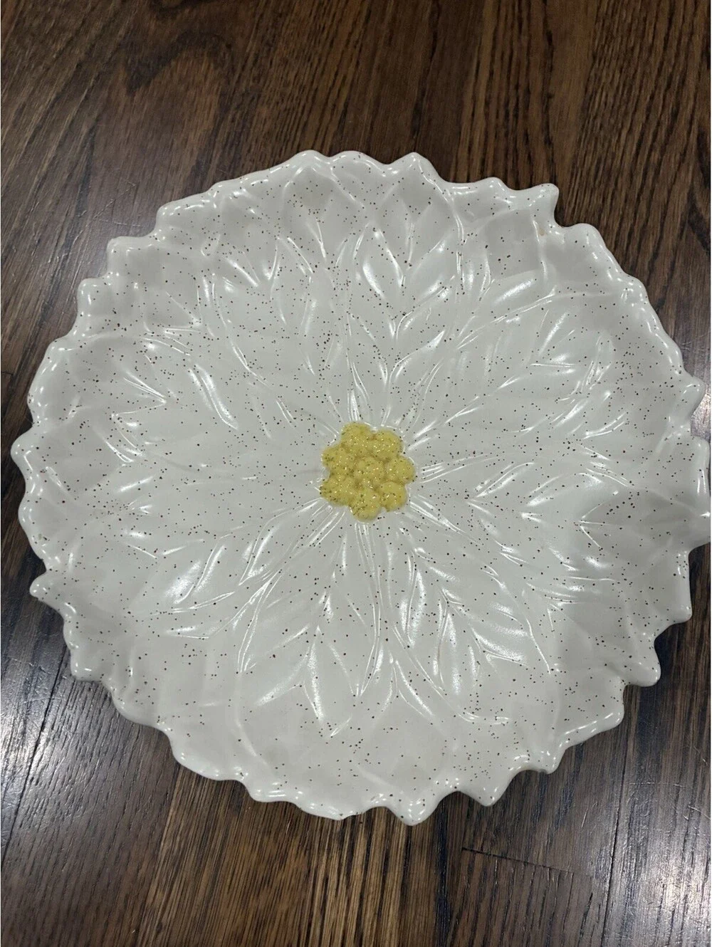 Vintage Speckled Ceramic Poinsettia Decorative Platter / Holiday Serving Dish
